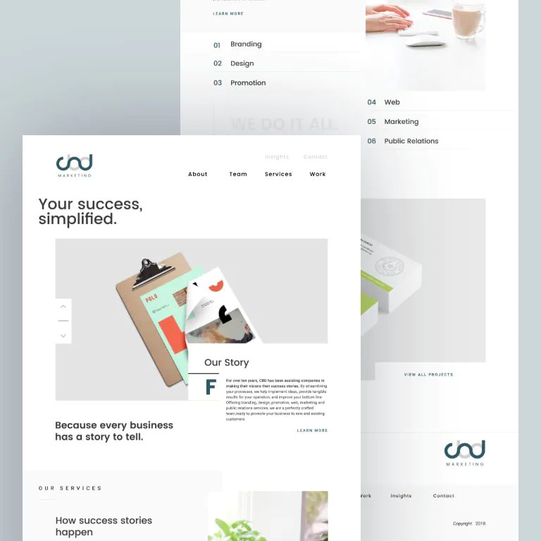Design marketing website mockup