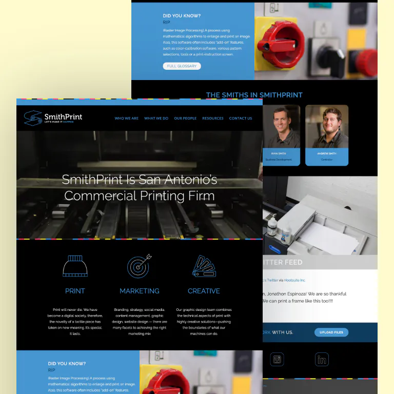 Print shop website mockup