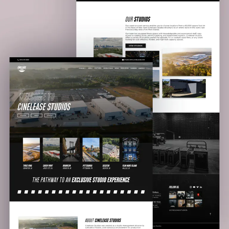 Production studio website mockup